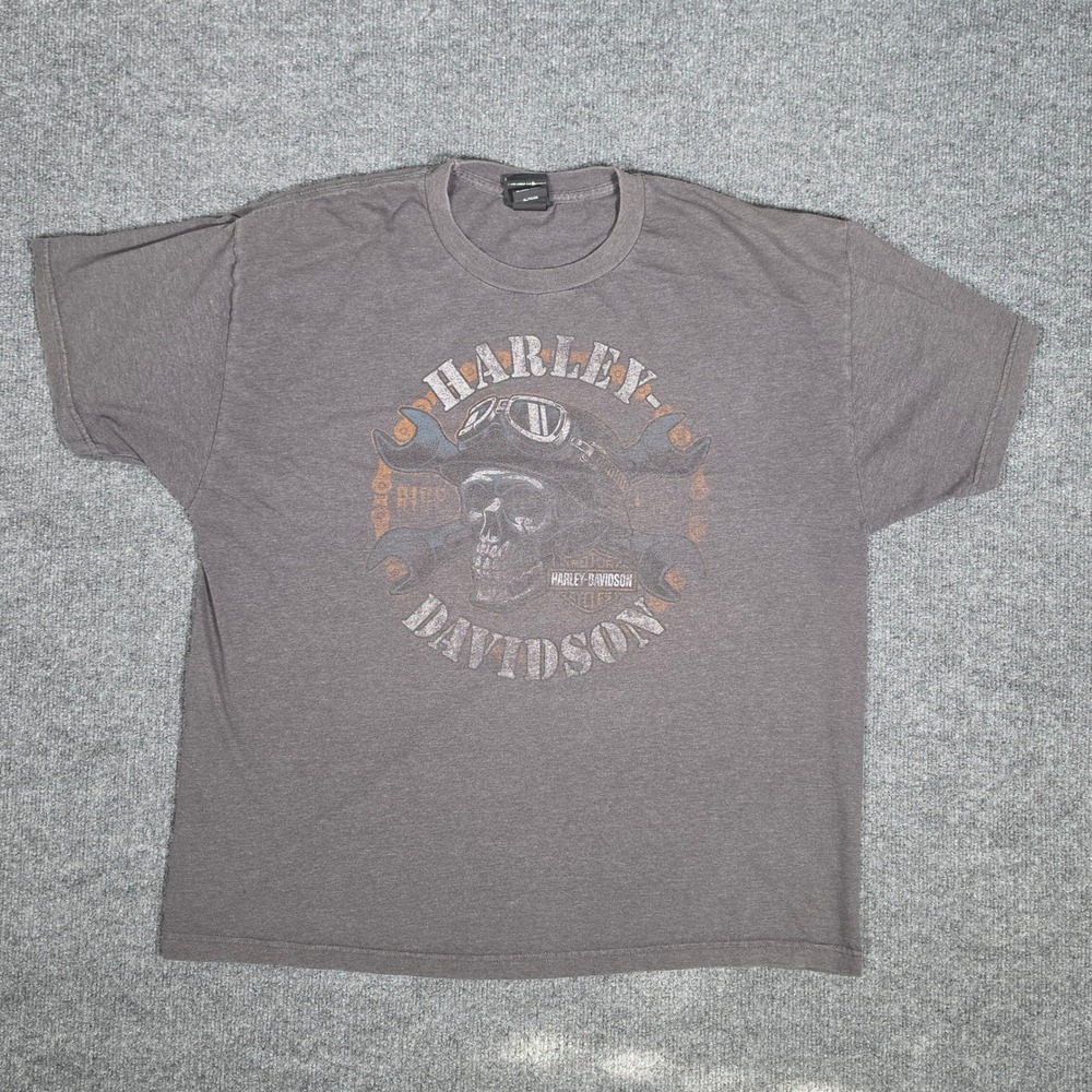 Harley-Davidson Emerald Coast‎ FL Skull Graphic T-Shirt Gray Mens XL RK Stratman